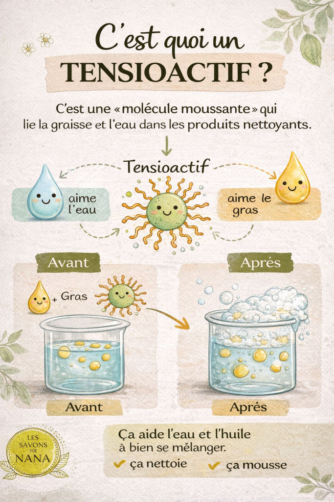vocabulaire savonnerie cosmétique : tensioactif